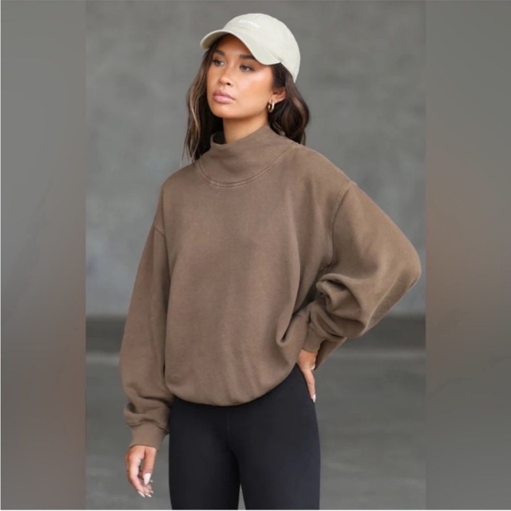 Joah Brown Turtleneck Sweatshirt in Cocao